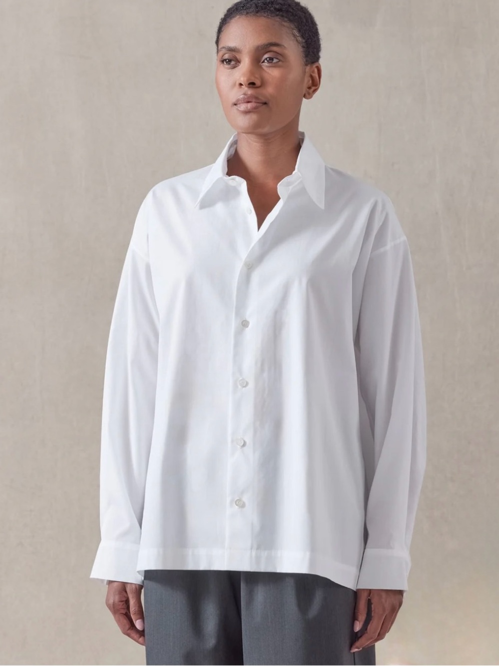 eskandar White Relaxed Cotton Button-Down Shirt